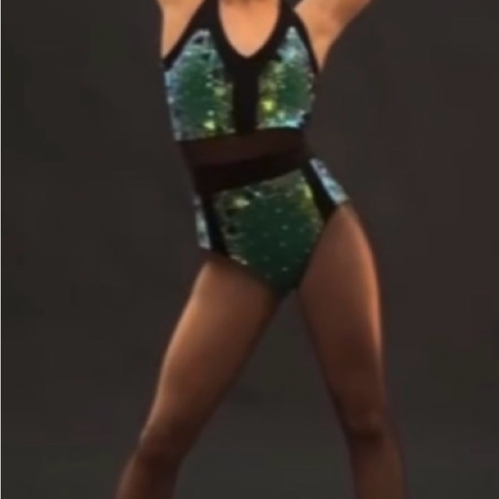 Glamour Shimmering Green Dance Costume